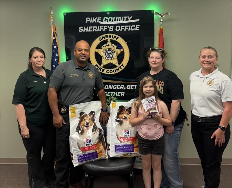 Pike County Sheriff’s Office Chief Damian Gatlin and members of our leadership team are grateful to receive a generous dog food donation from McComb Animal Hospital to support rescue dogs in our community