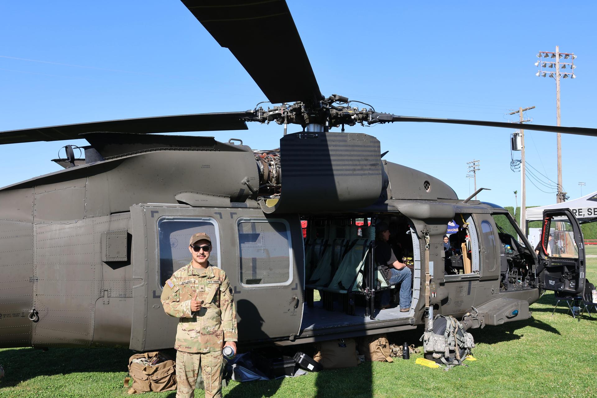 National Guard members speaking to students