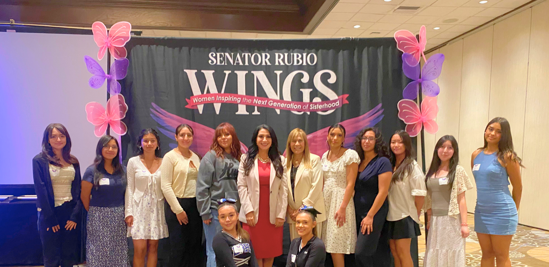 Senator Rubio with Diamond Ranch High School Students at the WINGS Seminar, pic of students in the lobby 9.4.26