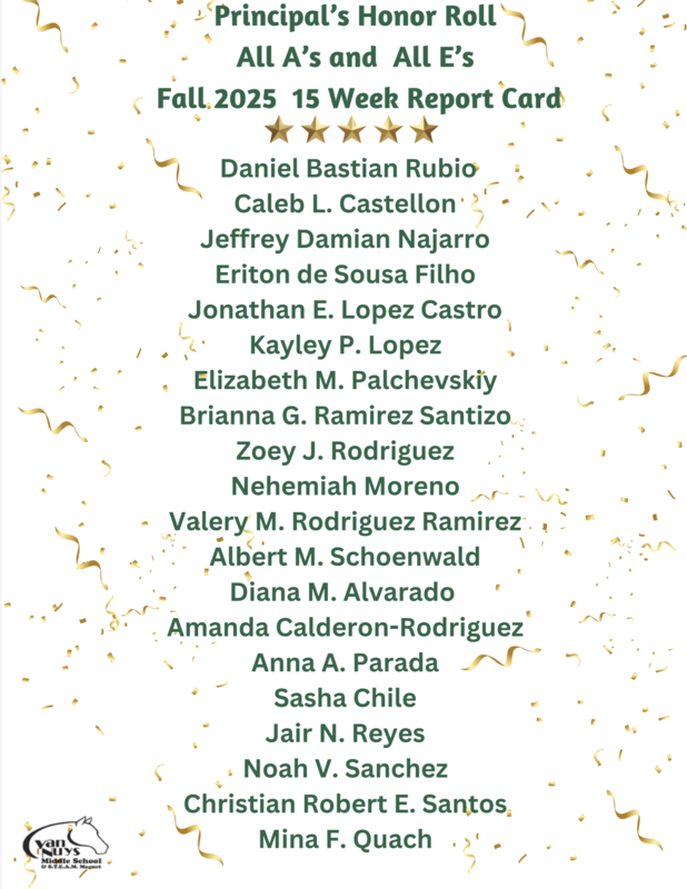 Van Nuys Middle School Principal's Honor Roll
