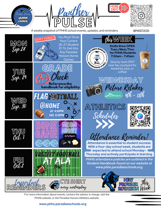 PHHS Panther Pulse - September 28th to October 2nd