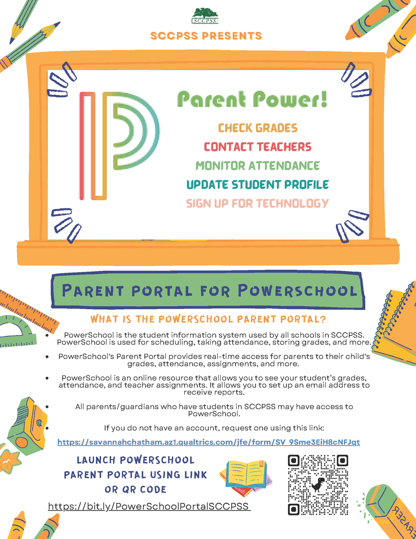 Informative poster about the Parent Portal for PowerSchool with various details.