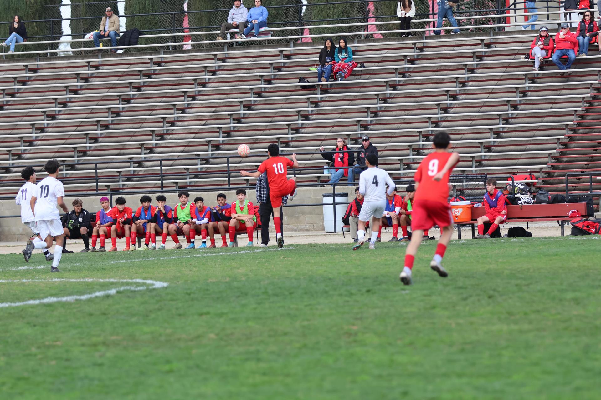 junior varsity boys playing soccer against washington union