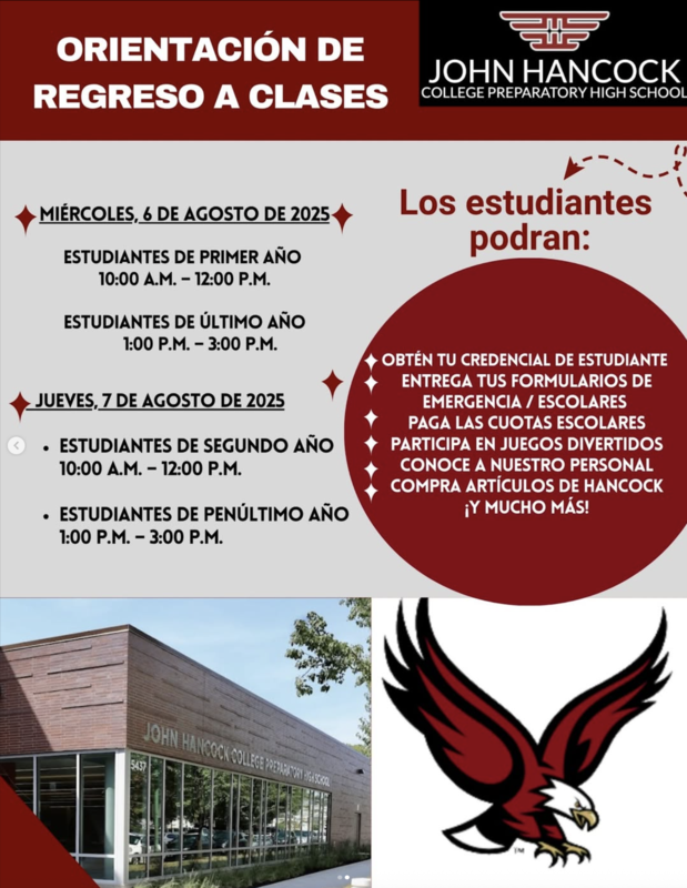 Orientation will take place on August 6 and 7 from 10:00 a.m. to 3:00 p.m. Please call the school at 773-535-2410 to confirm the date and time assigned to your child’s grade level.