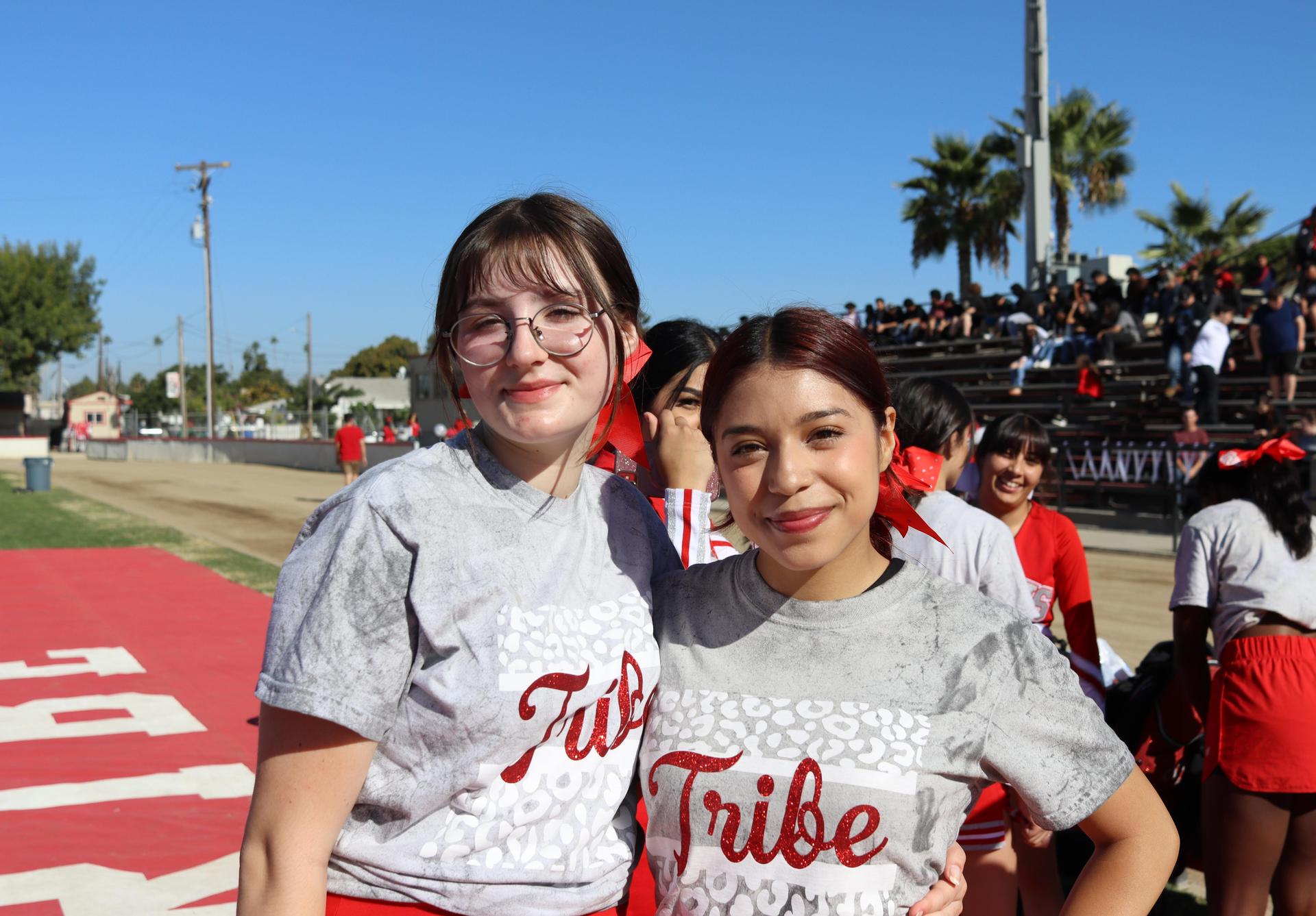 students and staff at the homecoming rally