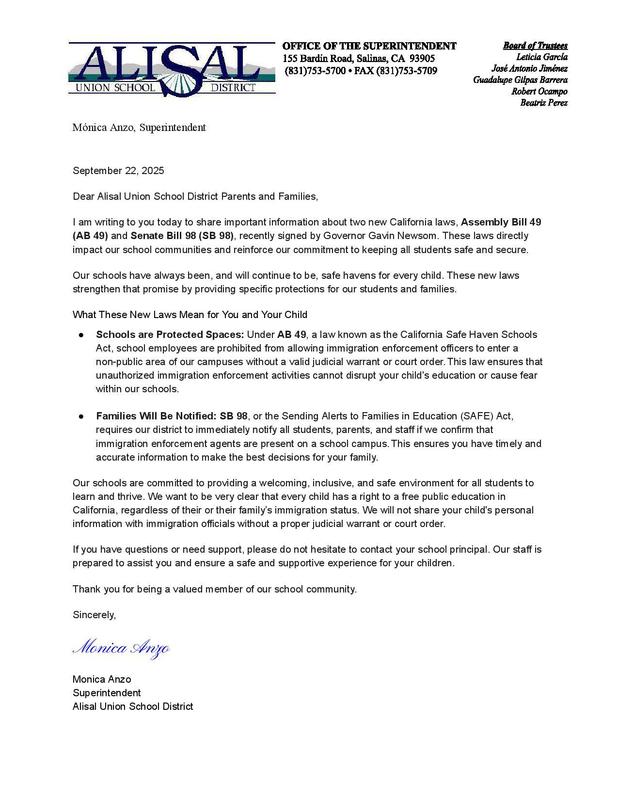 California Schools Safe Heaven act English