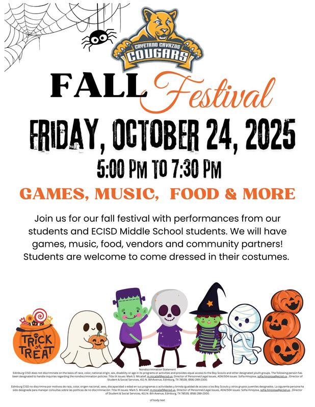 Fall Festival Friday October 24th 5:00-7:30 PM
