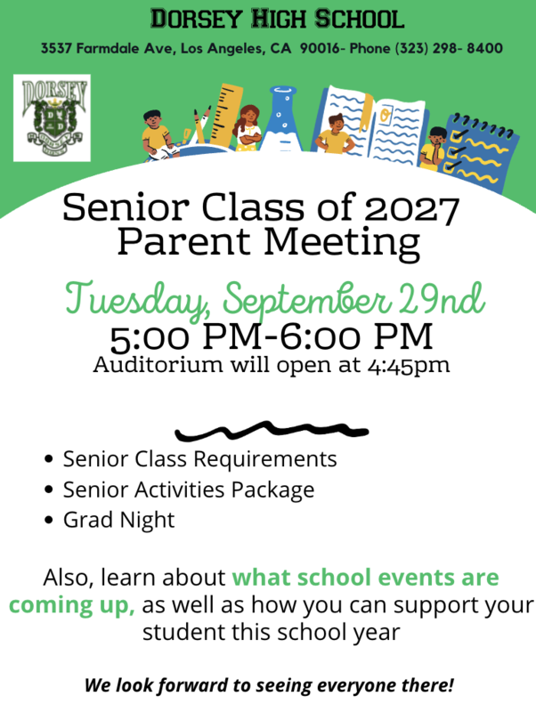 Senior Class of 2027 Parent Meeting Flyer English