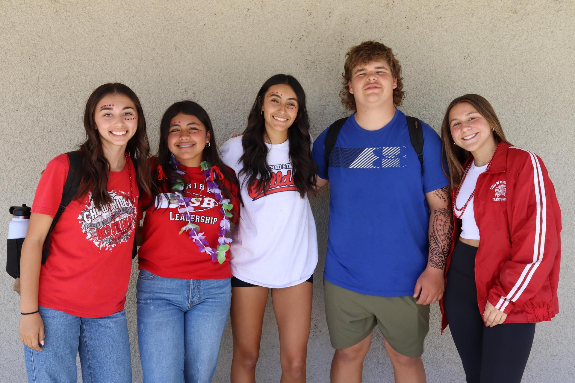 students wearing red to show school spirit