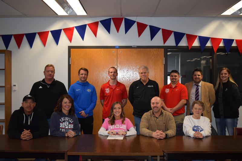 Skylar Nickel signing letter of intent to play soccer at Lewis and Clark Community College