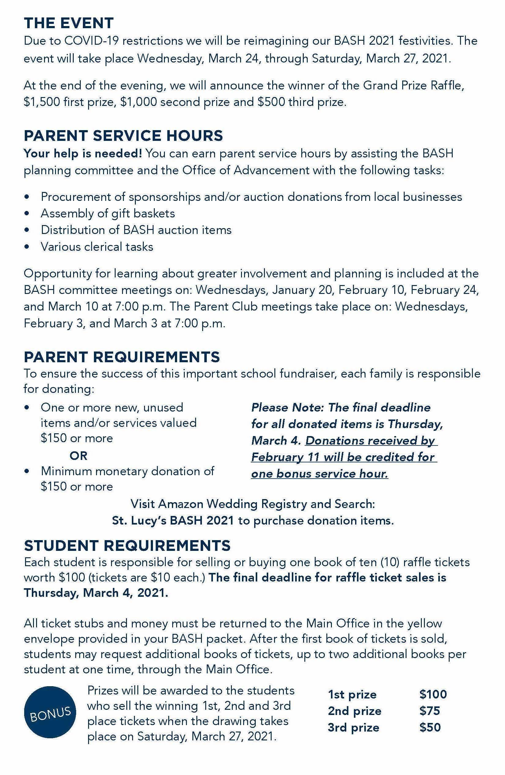 BASH 2021 - Giving - St. Lucy's Priory High School