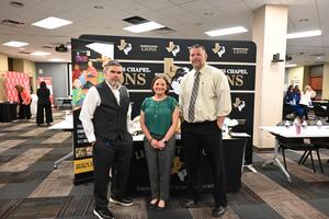 Mr. Everett, Dr. Peddy, and Dr. Saxton at the job fair.