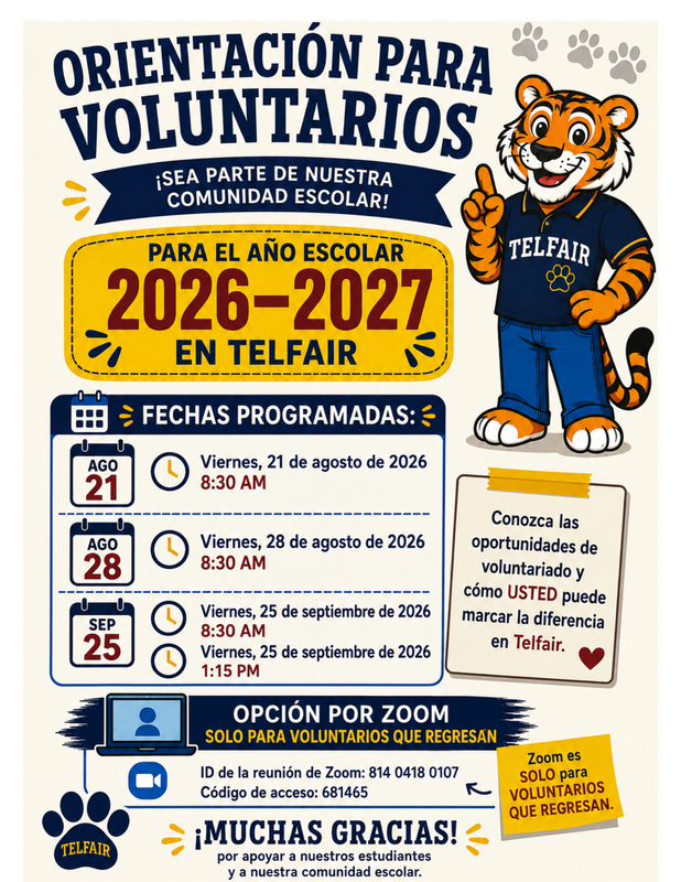 volunteer orientation flyer in Spanish