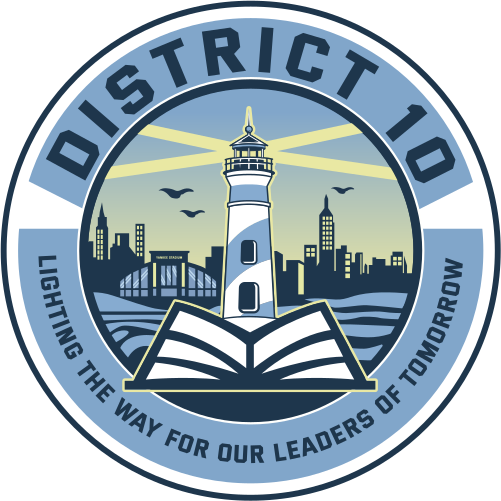 District 10 Logo- Lighthouse Beaming