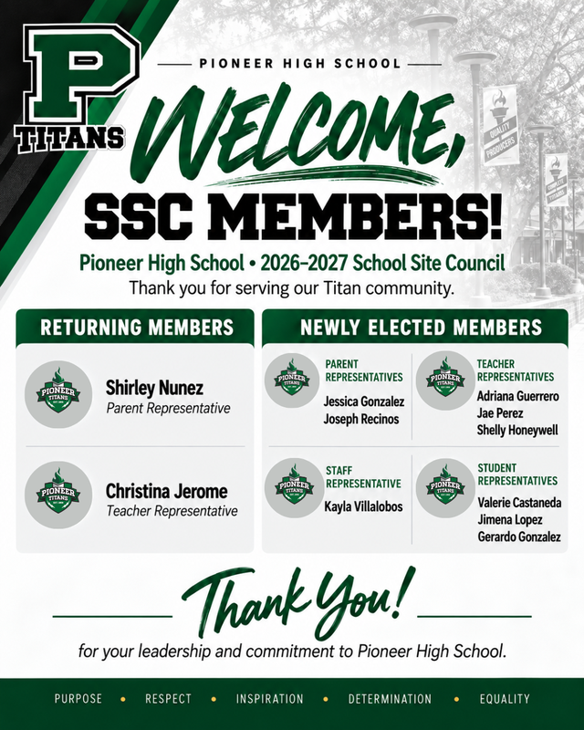 English flyer announcing the new SSC elected members