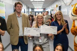 Staff and Students celebrate during Prize Patrol