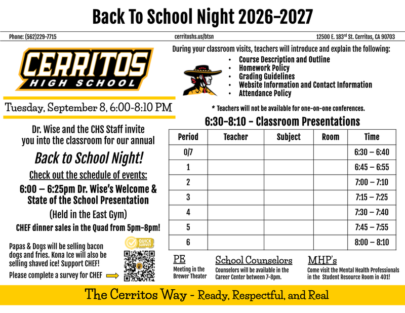 Back to School Night Info 9-8