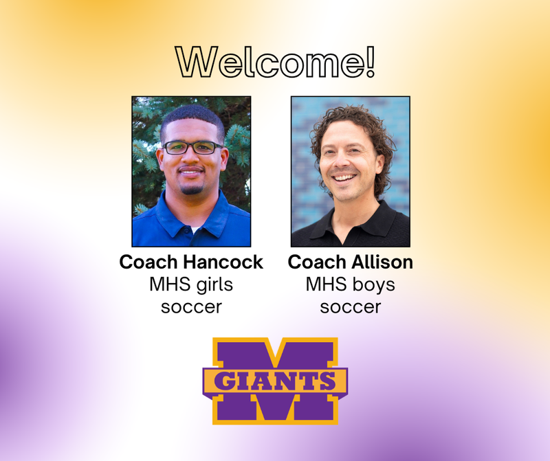 promo graphic - MHS soccer announces new coaches, Blake Hancock and Alex Allison