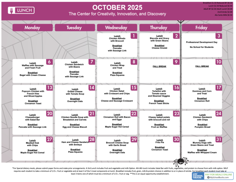 October Lunch Menu Featured Photo