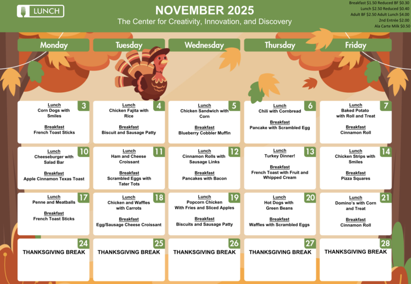 November Lunch Menu Featured Photo