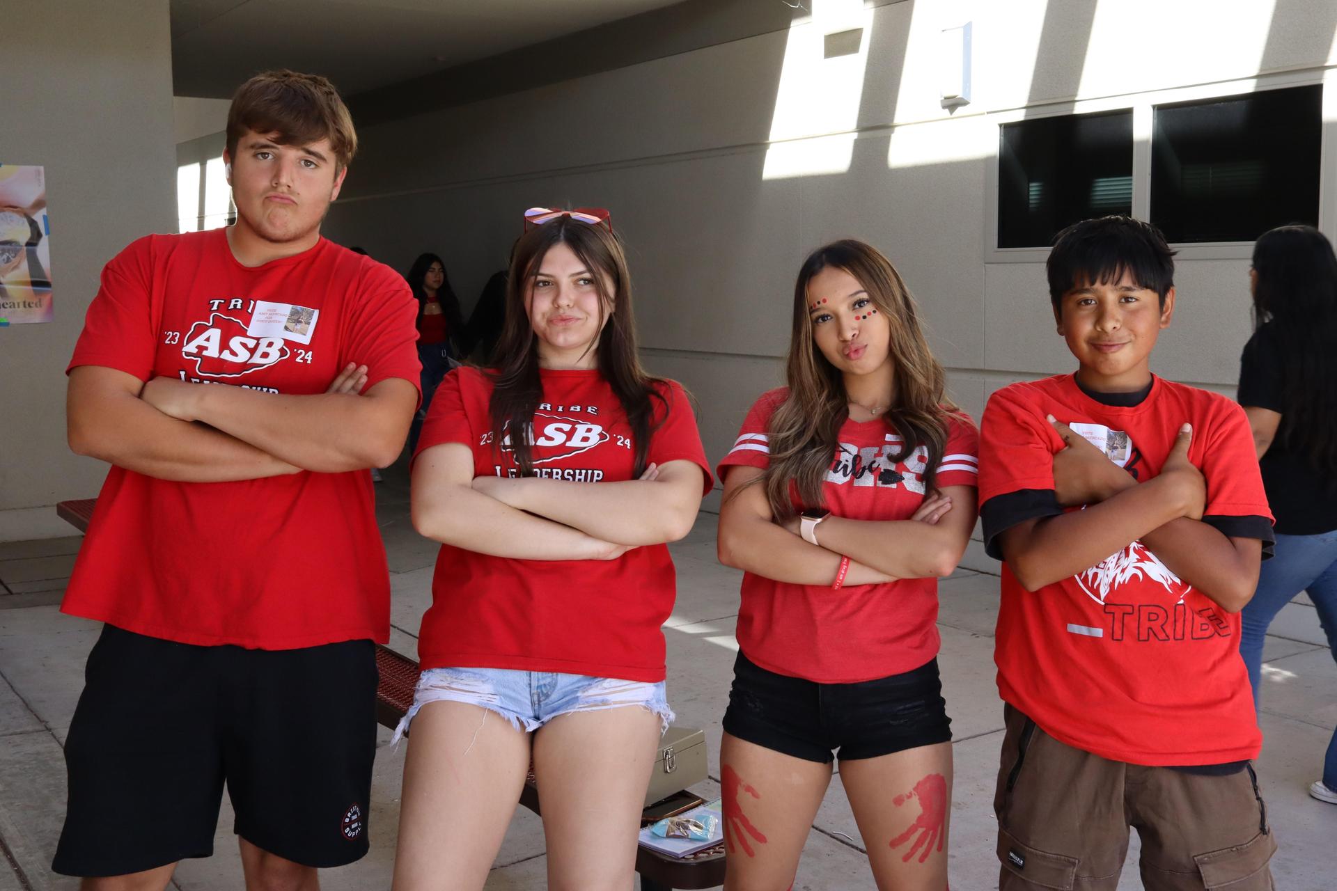 students wearing red to show school spirit