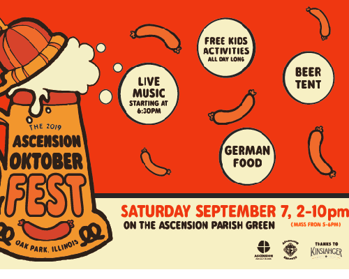 2019 Ascension Oktoberfest is Saturday, September 7 from 2-10 PM. Featured Photo