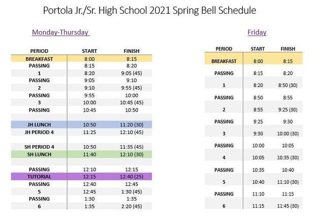 PHS bell schedule