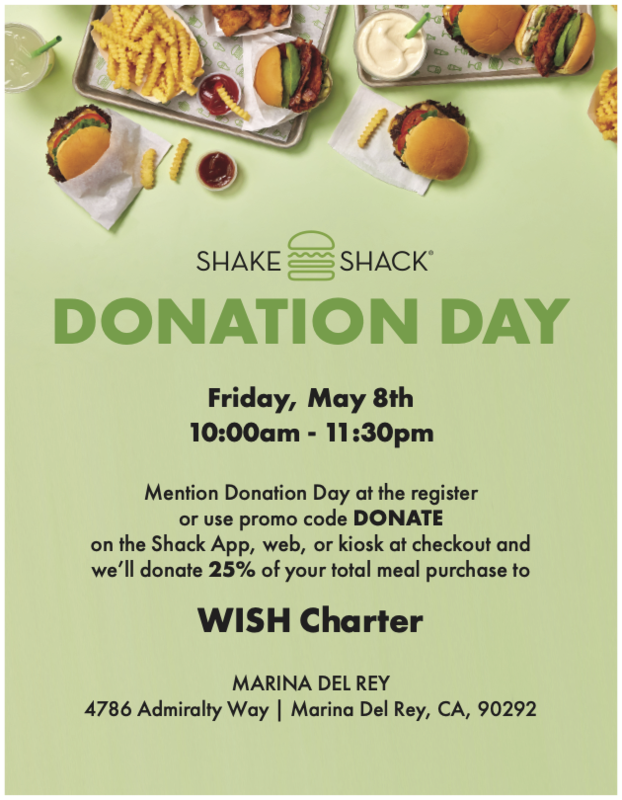Shake Shack Donation Day Supporting WISH Charter – May 8! Featured Photo