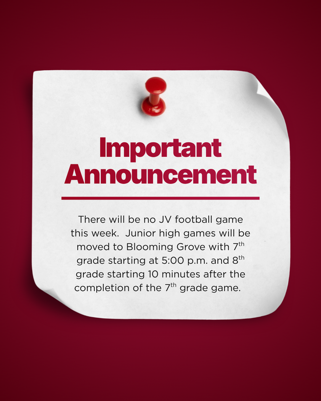 JV Football Update & JH Game Change Featured Photo