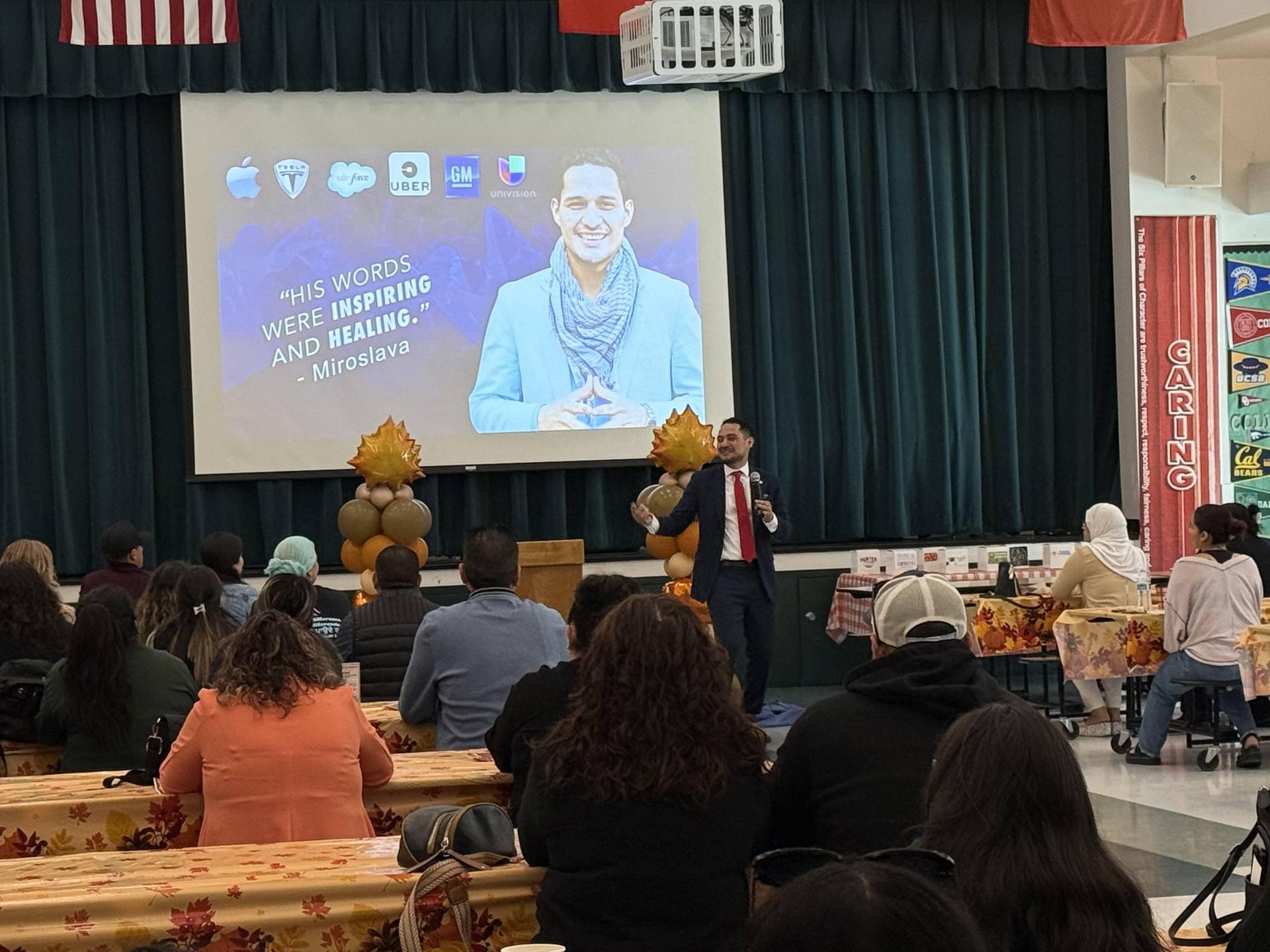 Speaker giving presentation to LUSD parents