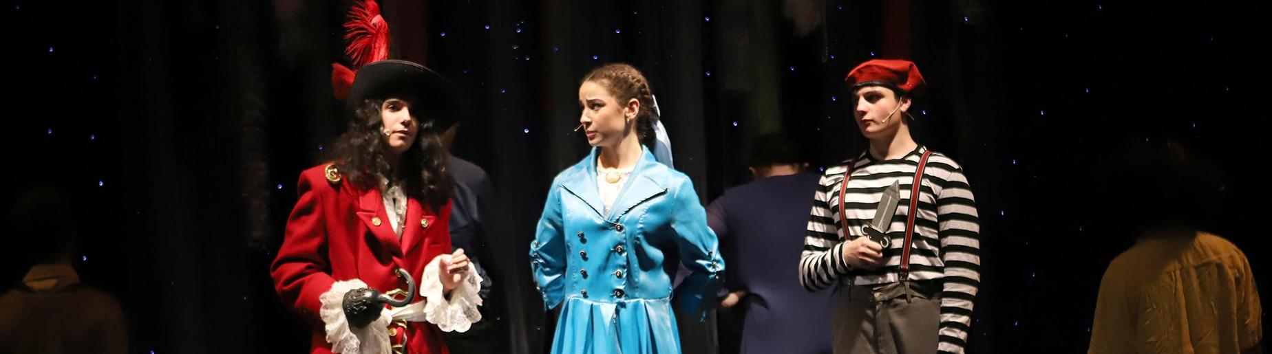 Captain Hook, Wendy, and Mr. Snee get ready to walk the plank in Gananda High School Drama Club's production of Peter/Wendy