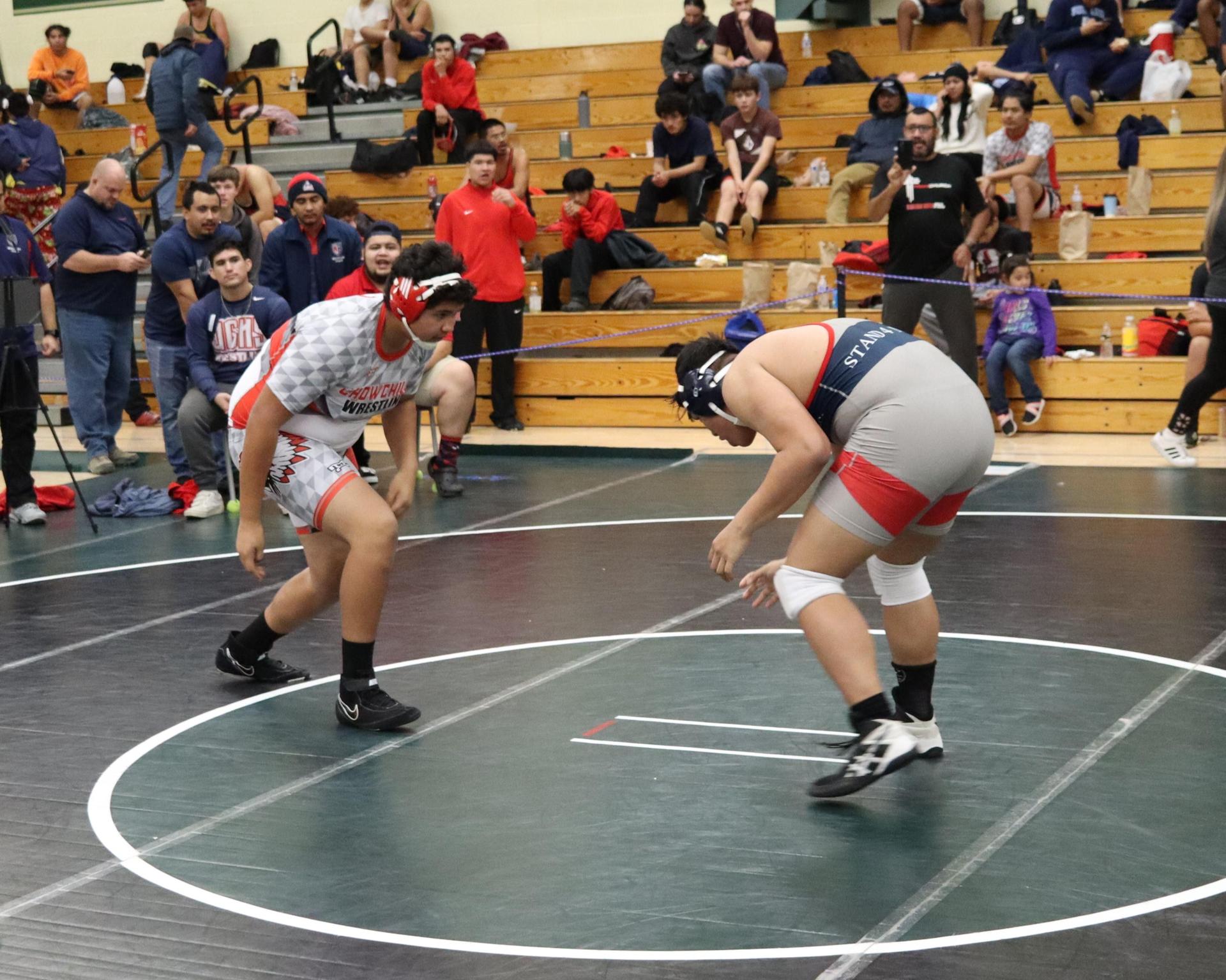 wrestlers in action at the Hawks invitational
