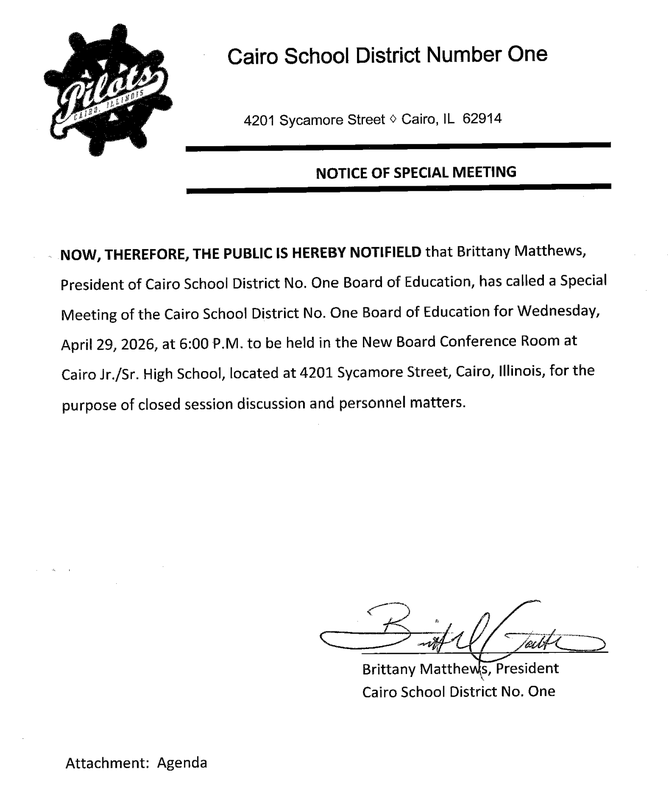 Special Board Meeting - Wednesday, April 29th @6PM Thumbnail Image