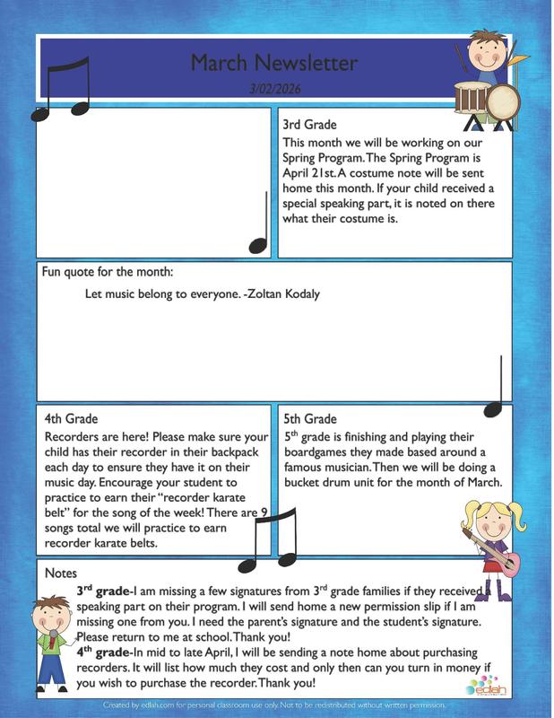 Music Newsletter March