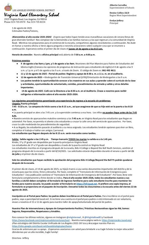 welcome letter
