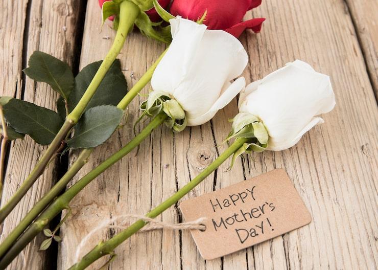 Stemmed flowers with Happy Mother's Day tag
