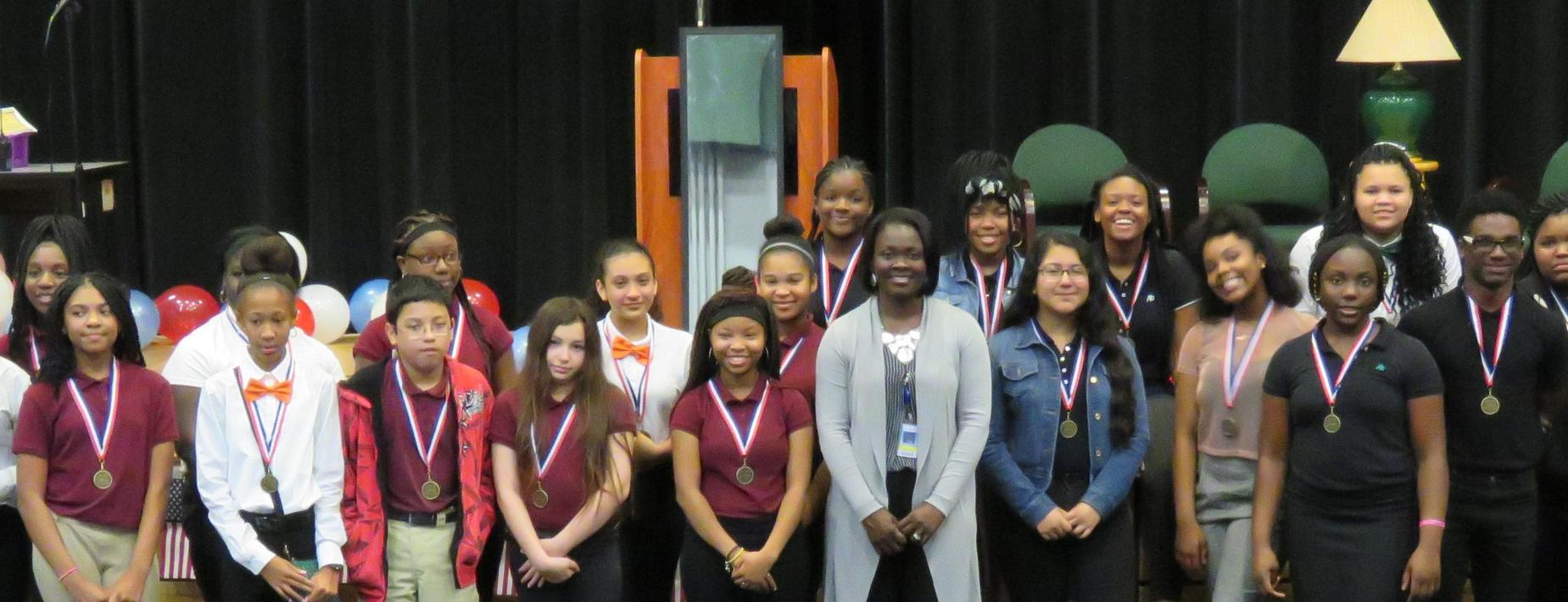 HRMS students and Superintendent Anderson at Awards Program