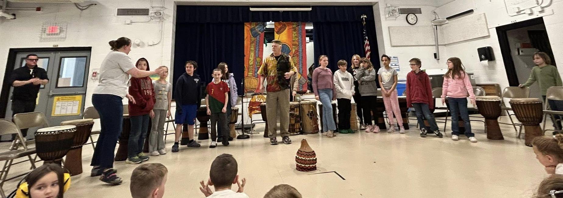 students drumming