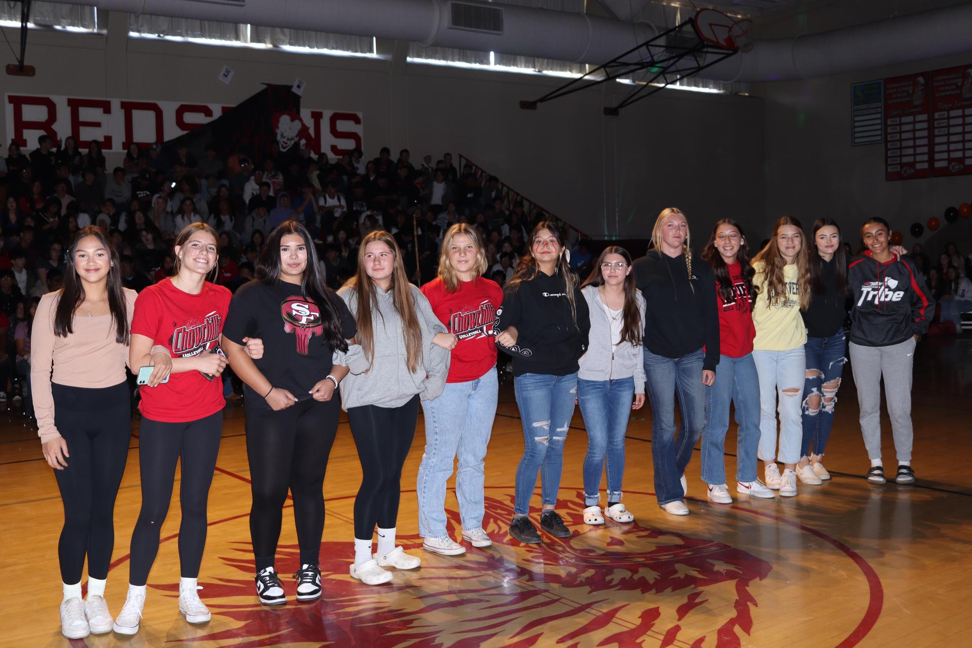 Students and staff enjoying the fall sports rally