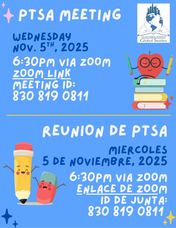 PTSA Zoom Meeting/Reunion de PTSA por Zoom