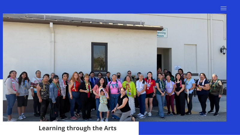 Learning through the Arts workshop pictures of PUSD parents with their handmade lei - image for post