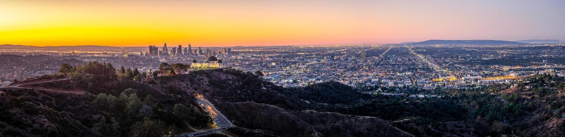 Skyline view of Los Angeles during sunset