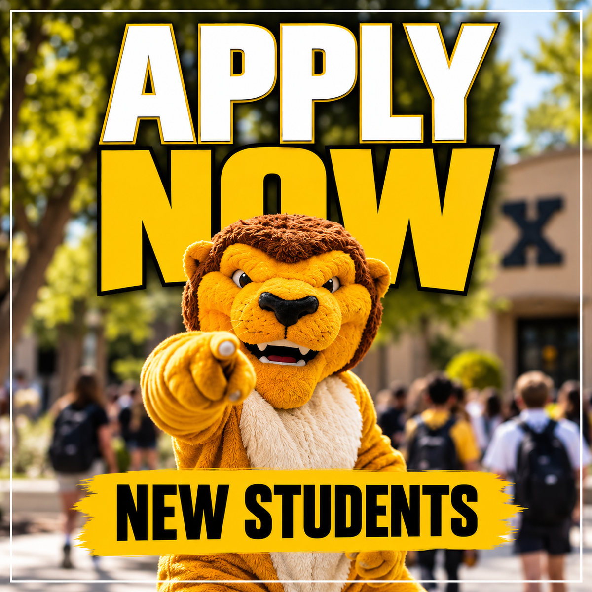 Apply Now New Students Lion Mascot