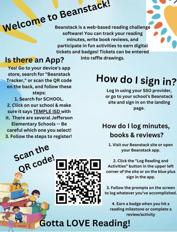 Beanstack flyer with sign in information