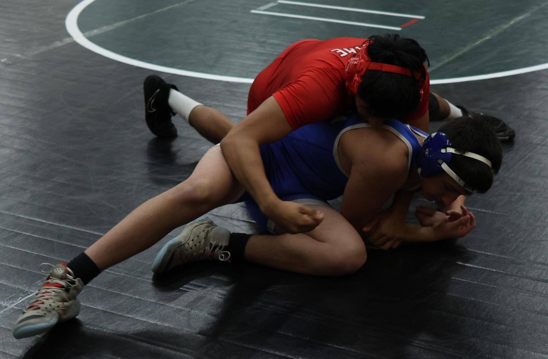 Boys wrestling in the Liberty Duals event 19