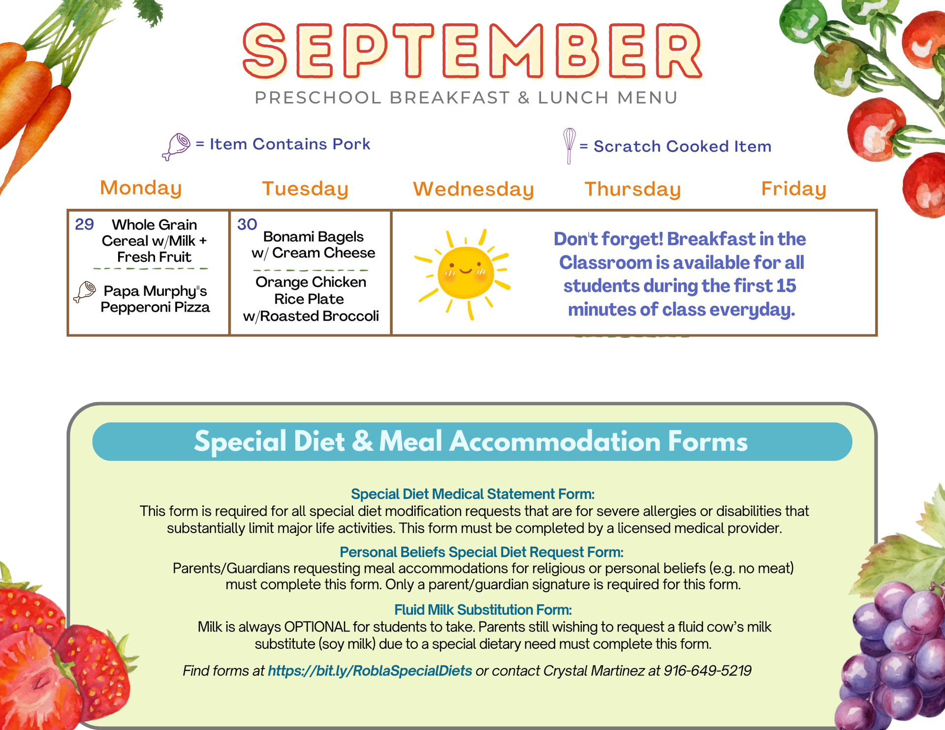 Preschool Breakfast & Lunch 2
