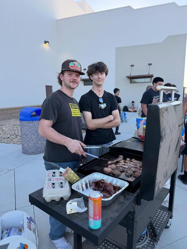 photo of student making bacon