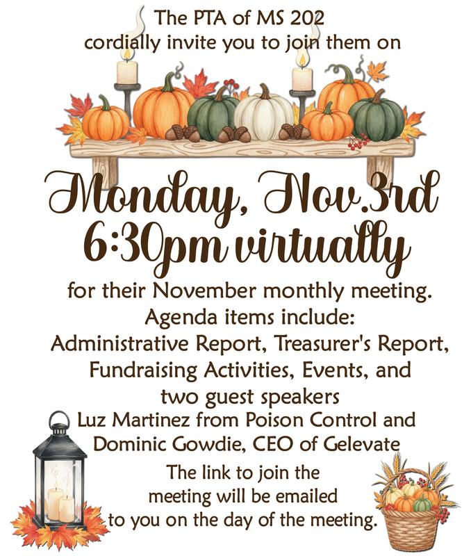 November PTA Meeting Monday, Nov 3