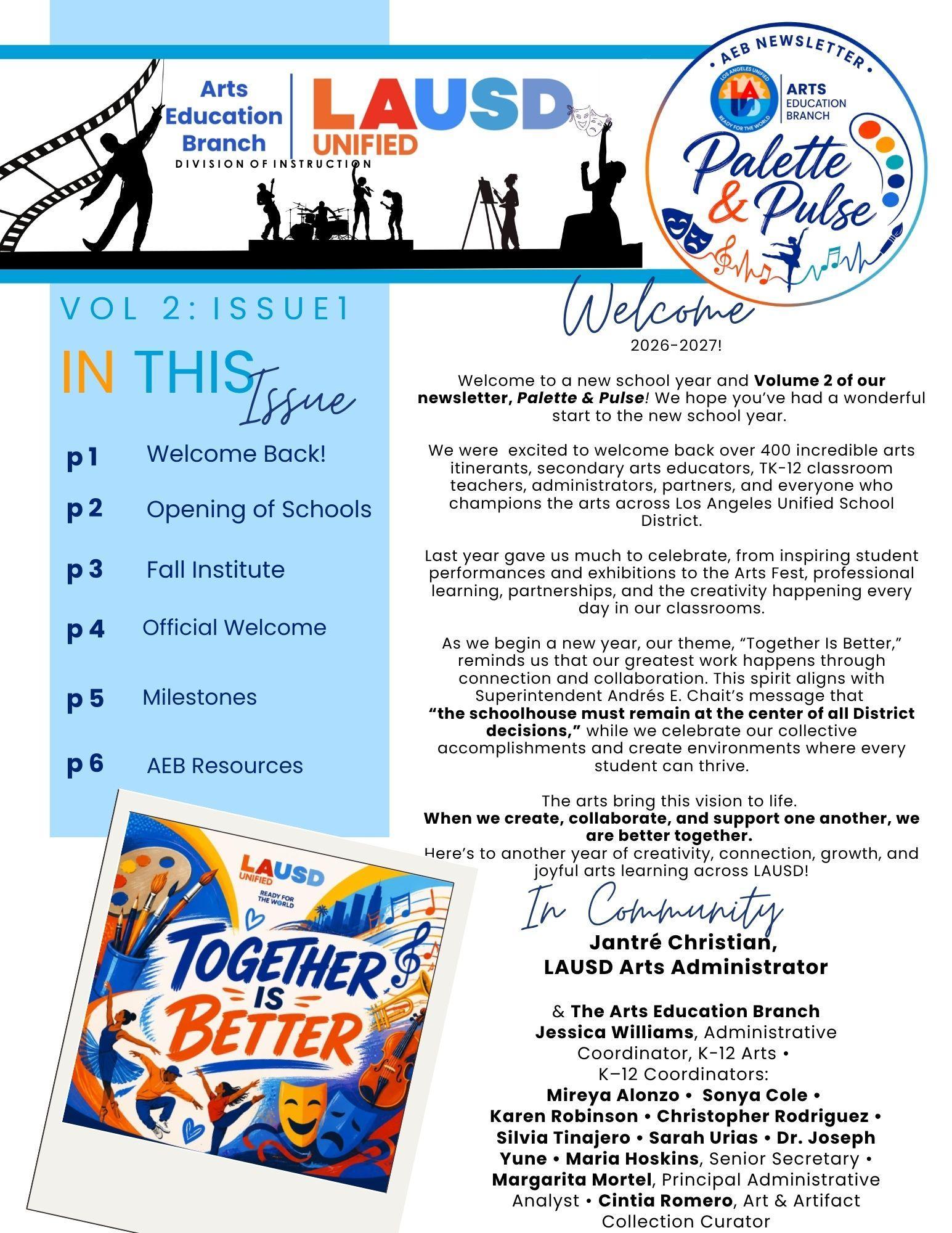Enjoy our 1st issue of our AEB Palette & Pulse Newsletter! Enjoy our 1st issue of our AEB Palette & Pulse Newsletter!