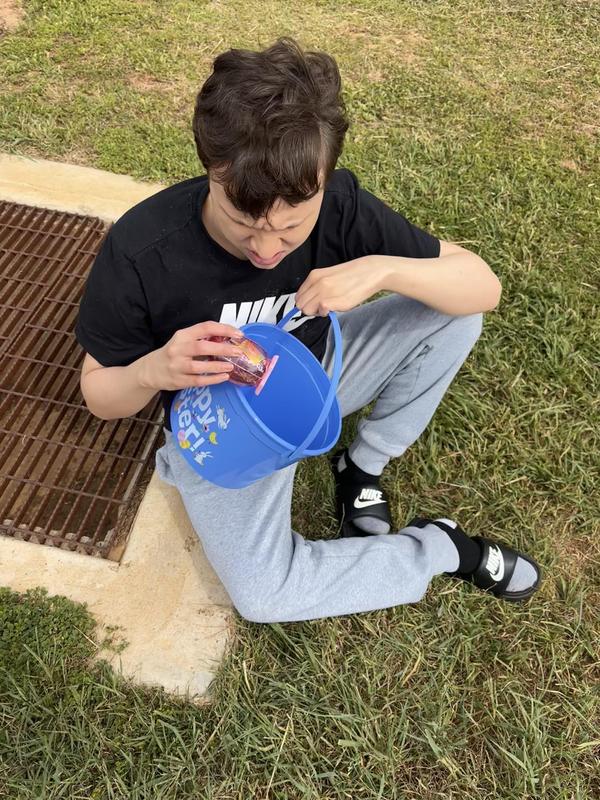 Life Skills kids hunting Easter eggs.